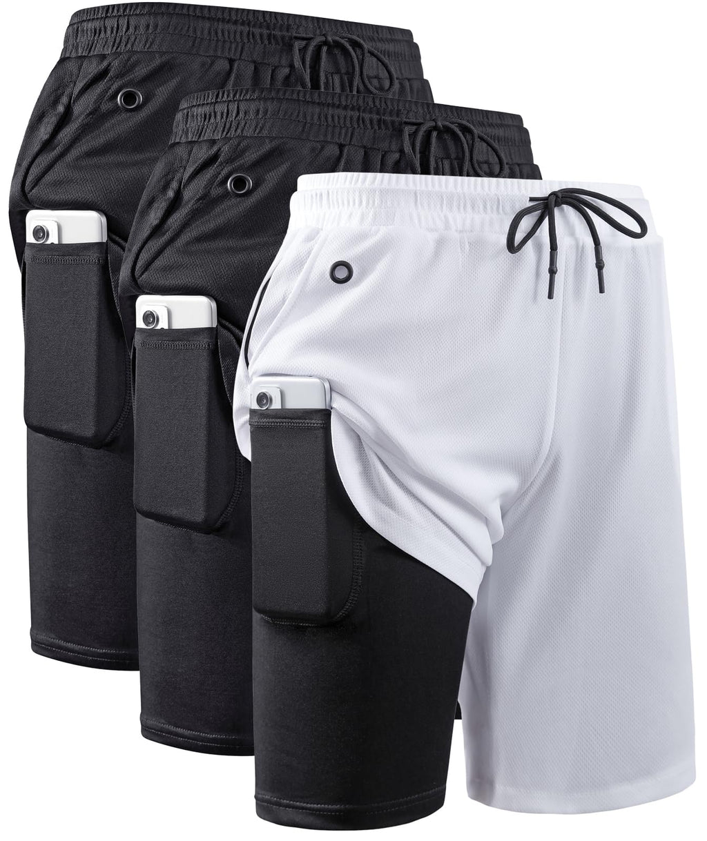 Men's 2-in-1 Running Shorts with Compression Liner for Training