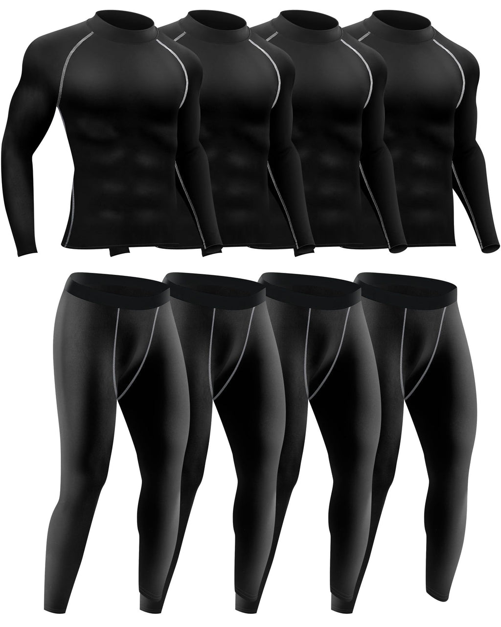 Men's Compression Base Layer Set with Long Sleeve Top & Pants