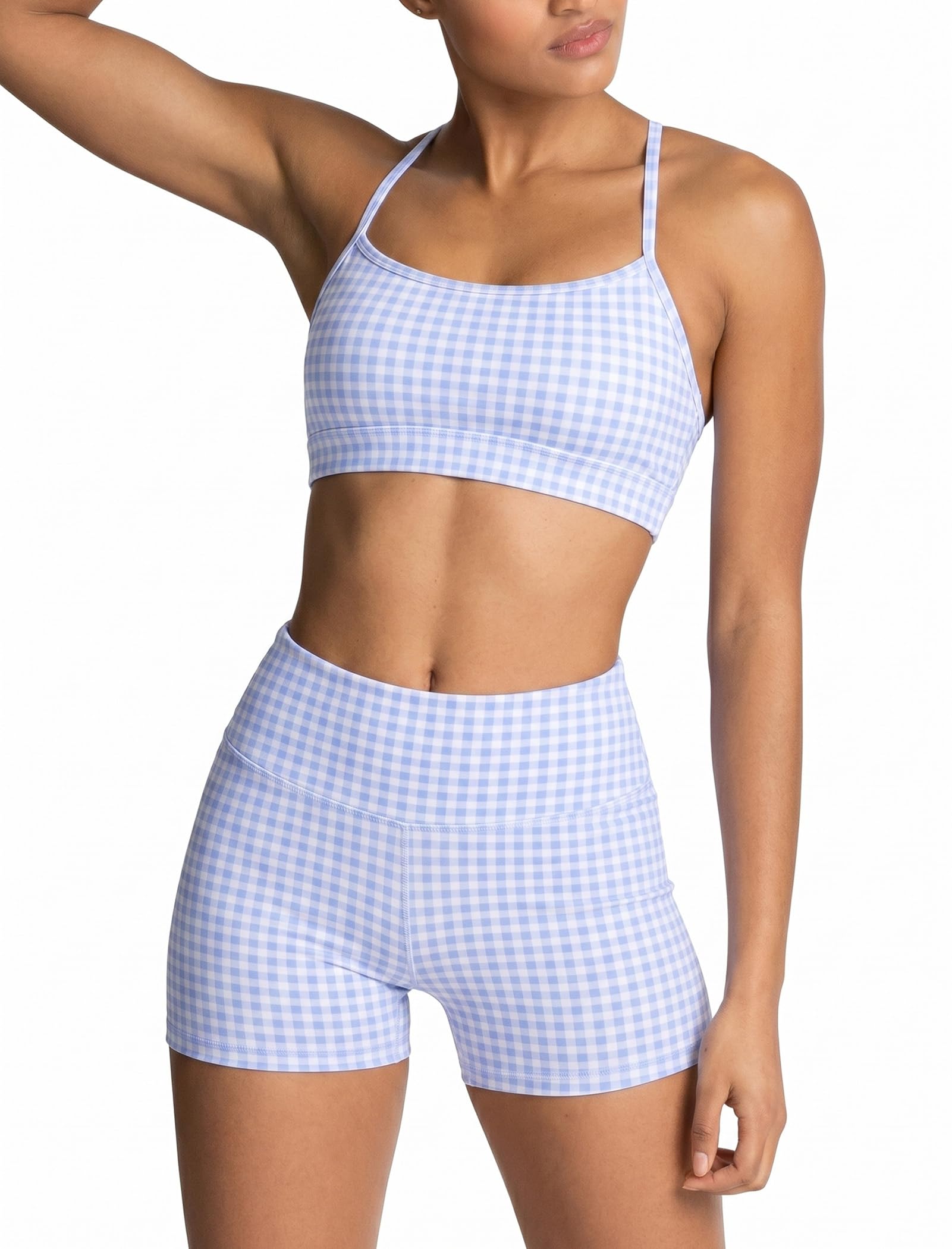 Women's 2-Piece Workout Set with Sports Bra & Biker Shorts