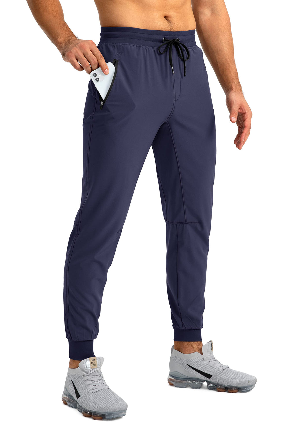 Men's Lightweight Jogger Pants with Zipper Pockets for Training