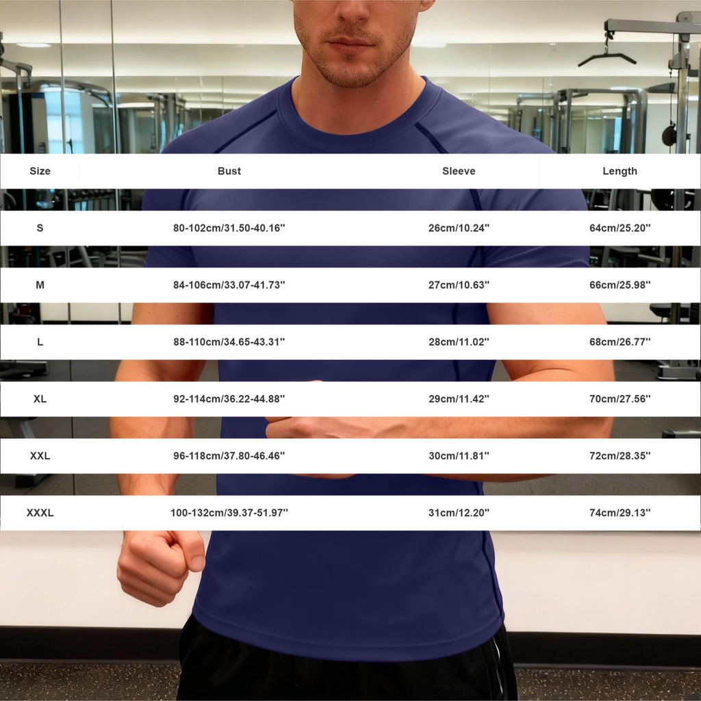 Men's Short Sleeve Compression Shirts Cool Dry Athletic Workout Tops Moisture Wicking Muscle Fit