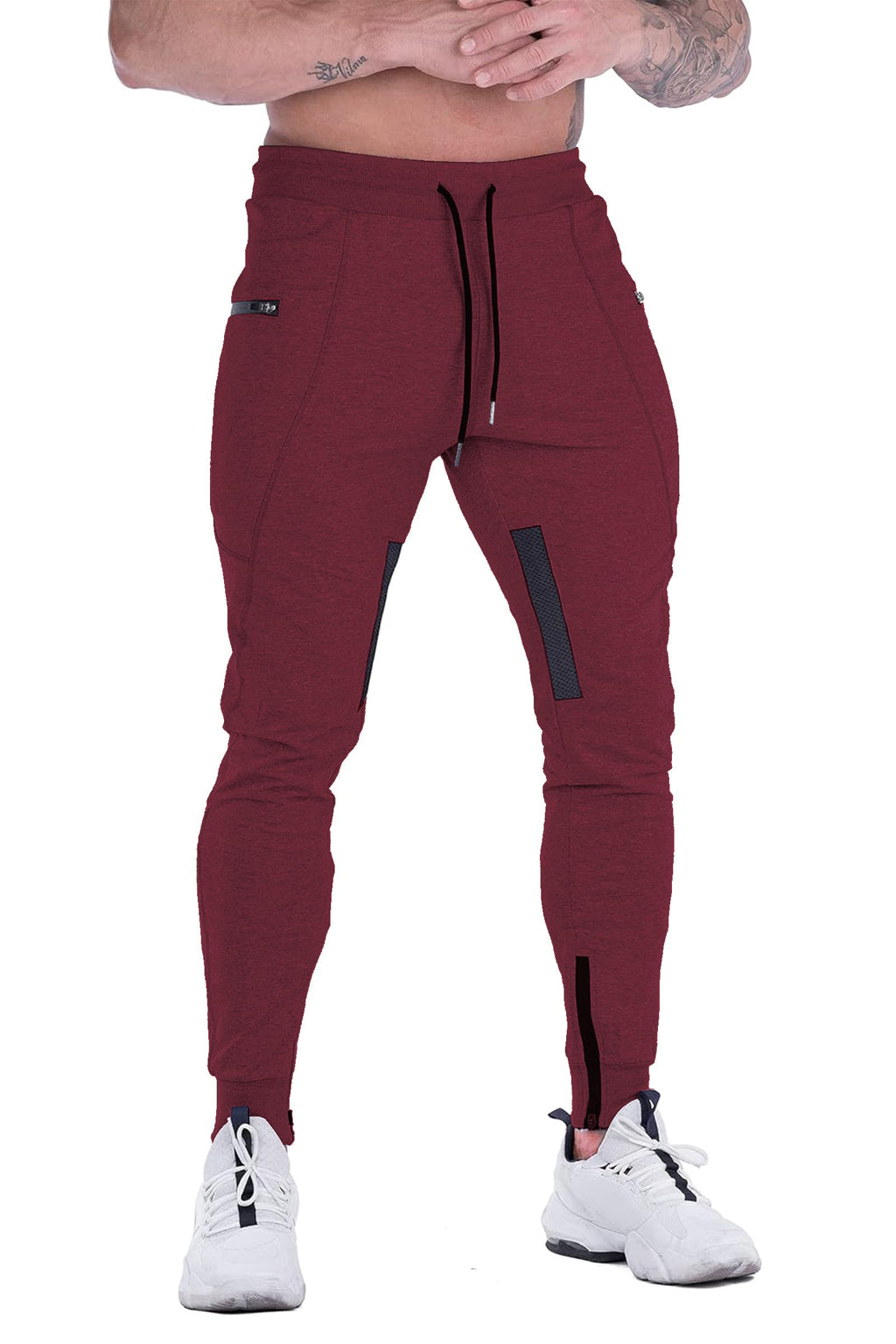 Men's Slim-Fit Training Joggers with Mesh Panels & Zipper Pockets