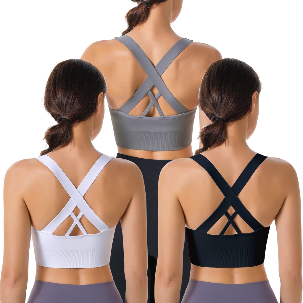 Women's Seamless Crisscross Sports Bra with Medium Support & Padding