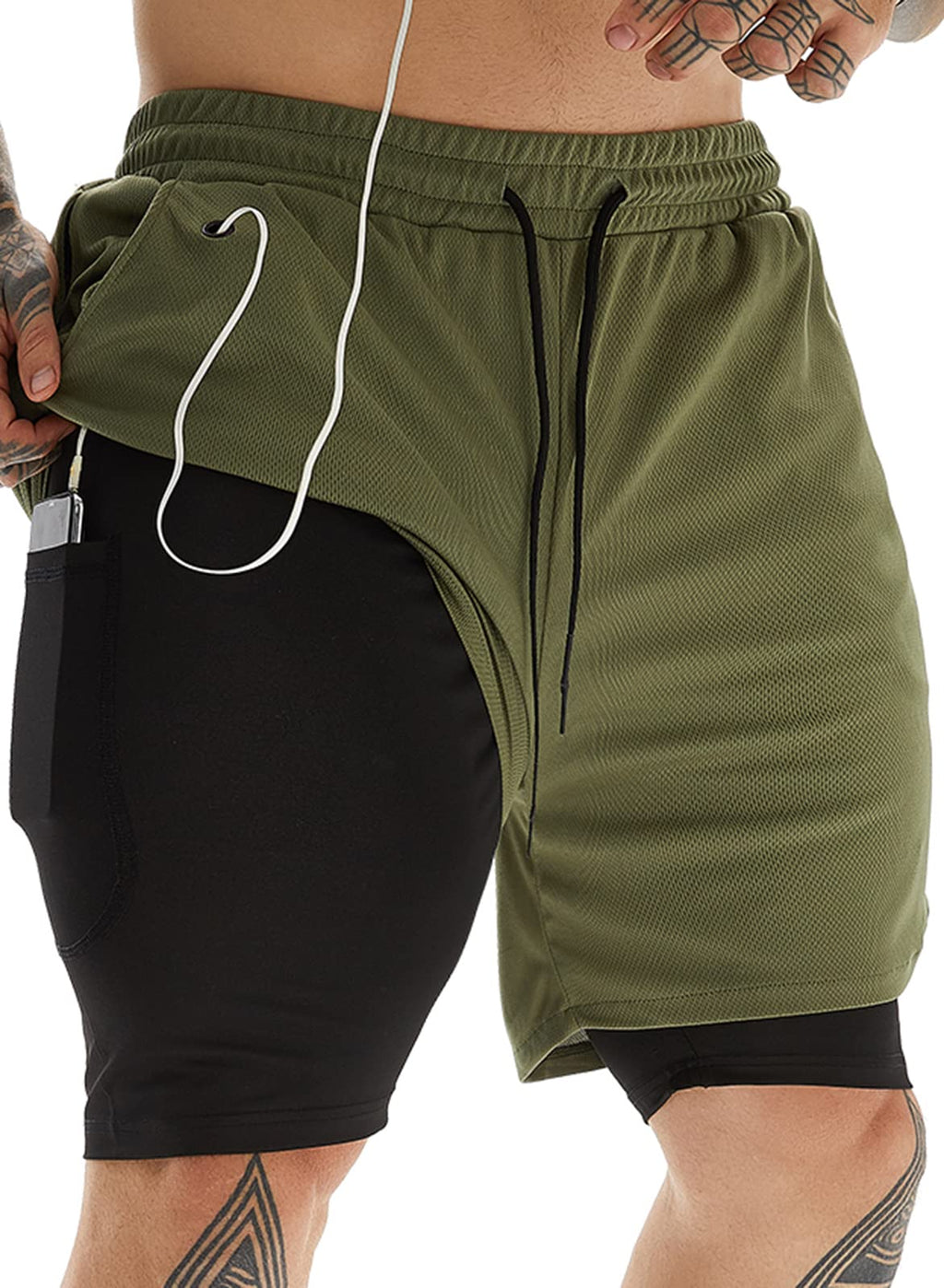 Men's 2-in-1 Running Shorts with Compression Liner for Training