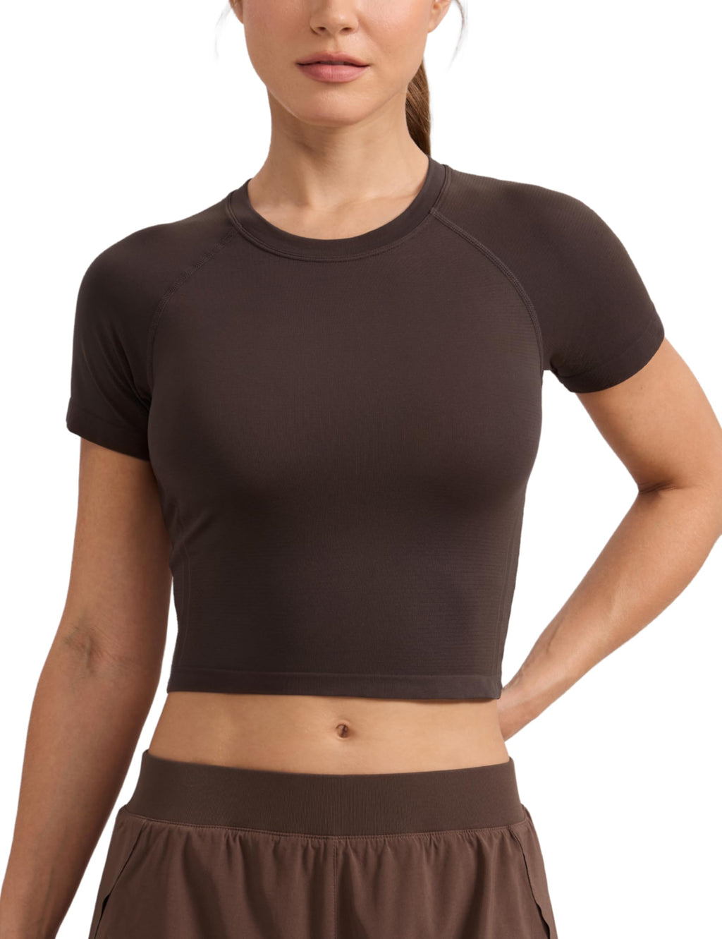 CRZ YOGA Seamless Crop Top/Women Short Sleeve Workout Gym Yoga Athletic Shirt