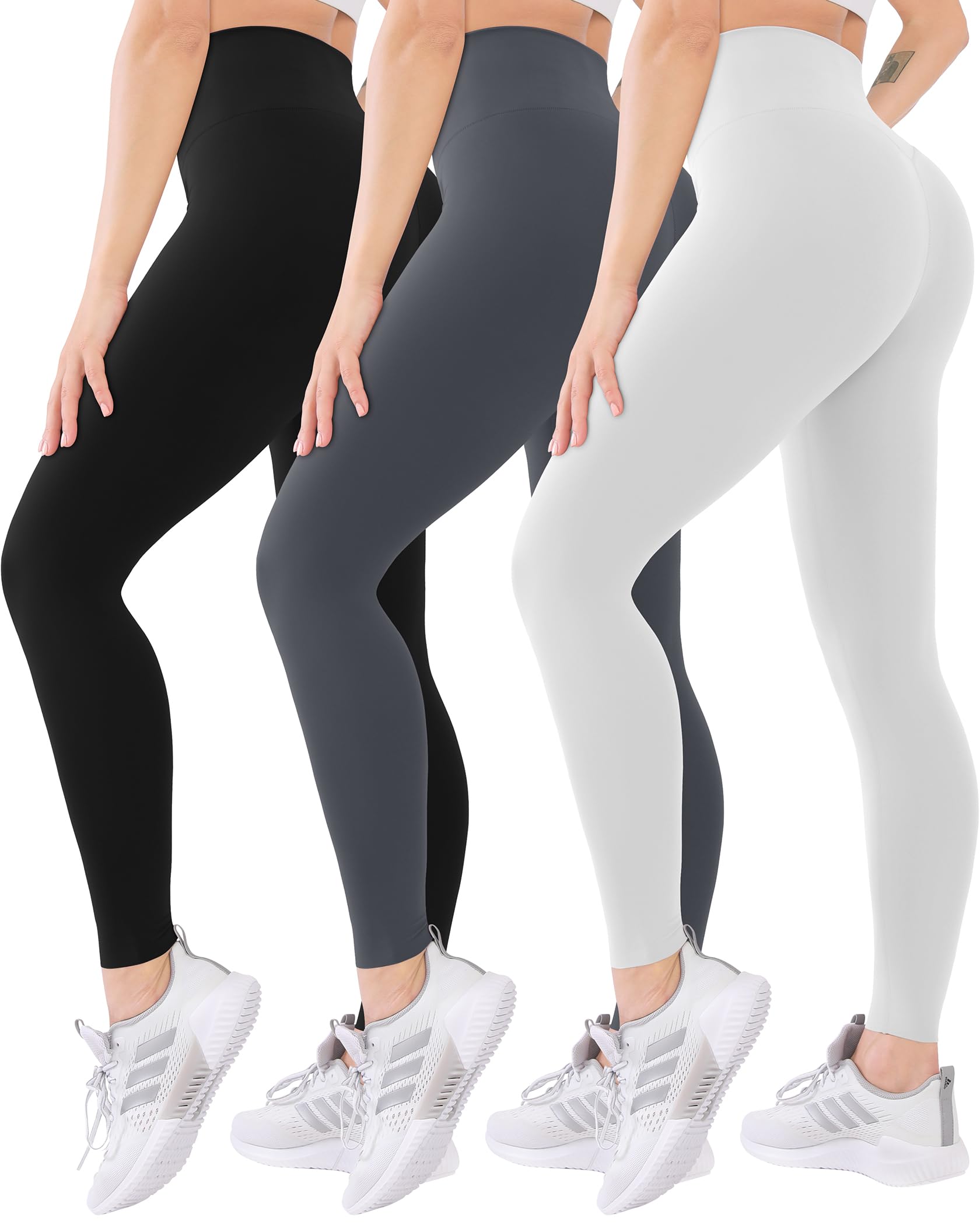 Blisset 3 Pack High Waisted Leggings for Women with Pockets Soft Active Tummy Control Pants for Yoga Running & Daily Wear