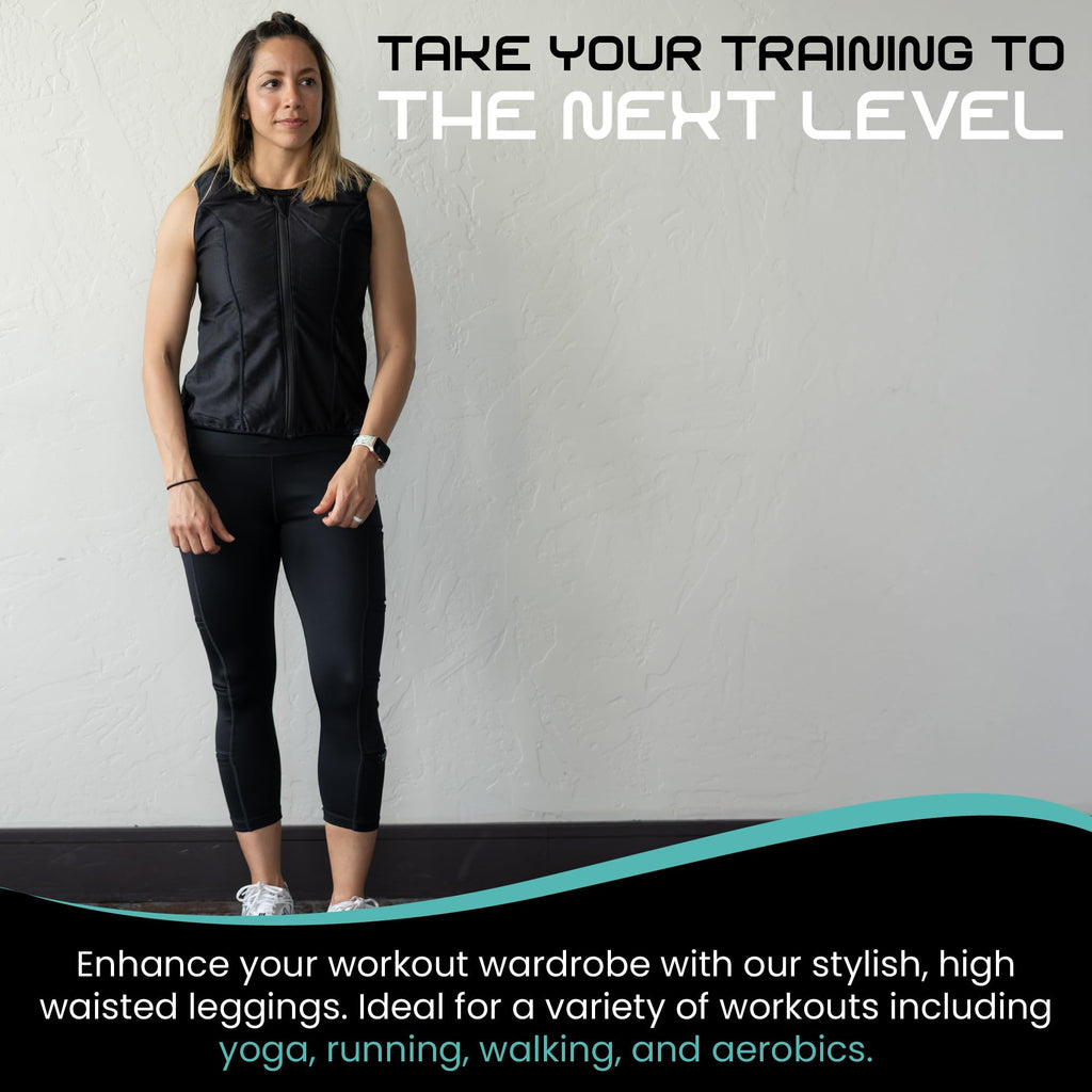 Challenge Weighted Workoutwear High-Waisted Leggings for Women - Black 7/8 with 2.5 lb Removable Weights & Built-in Pockets