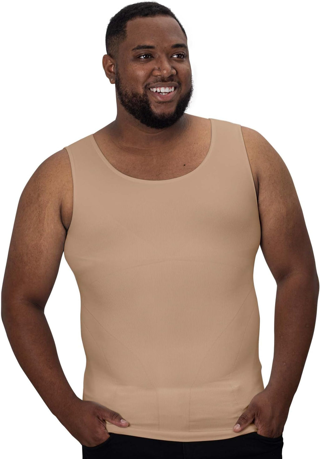 QORE LOGIQ Gynecomastia Compression Shirts for Men - Sleeveless Slimming Undershirts Tummy Control and Body Shaper Tank Top