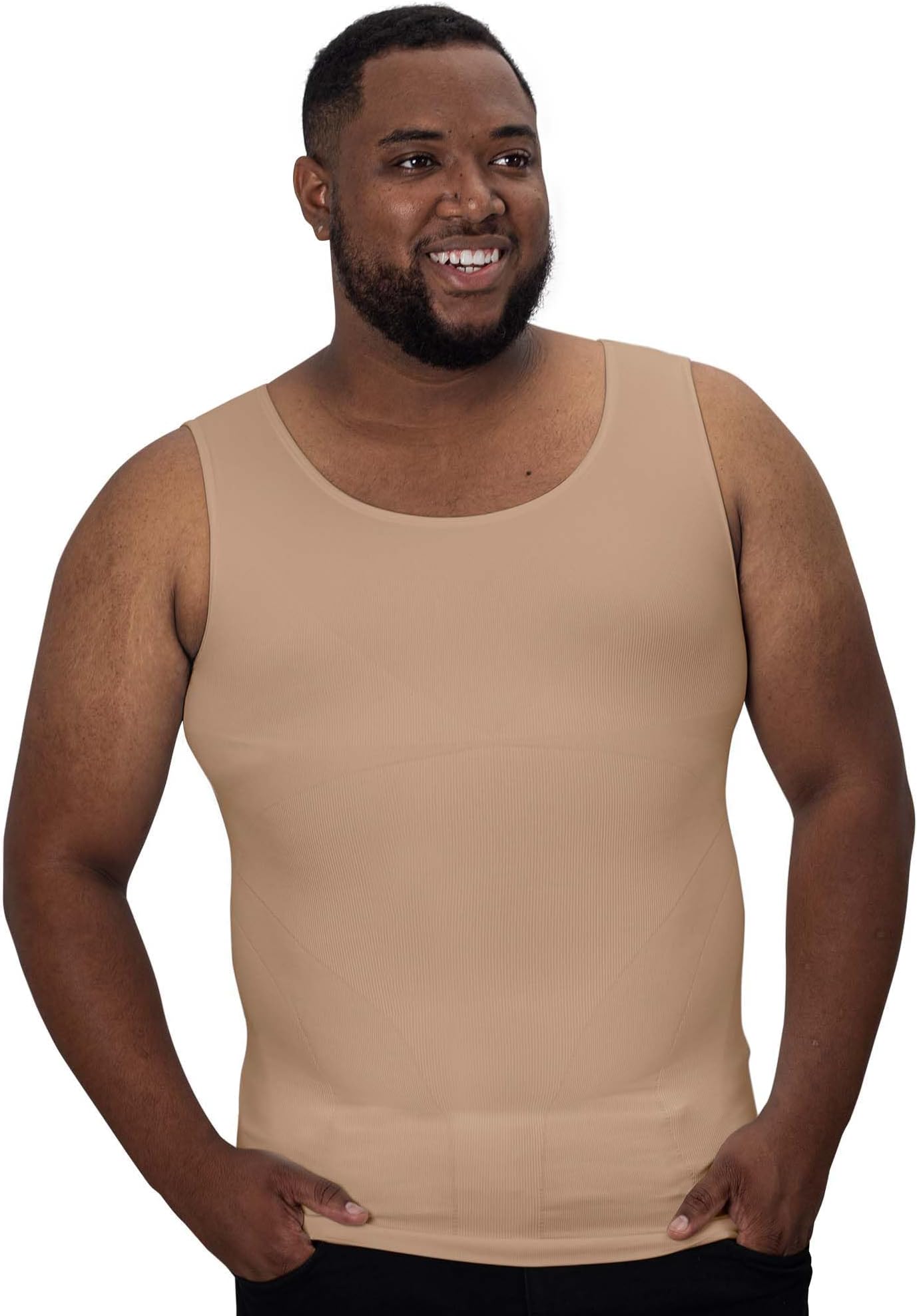 QORE LOGIQ Gynecomastia Compression Shirts for Men - Sleeveless Slimming Undershirts Tummy Control and Body Shaper Tank Top