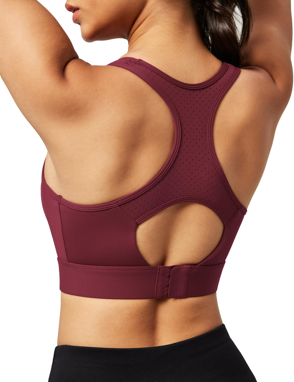 Women's High-Impact Racerback Sports Bra with Full Support for Large Bust