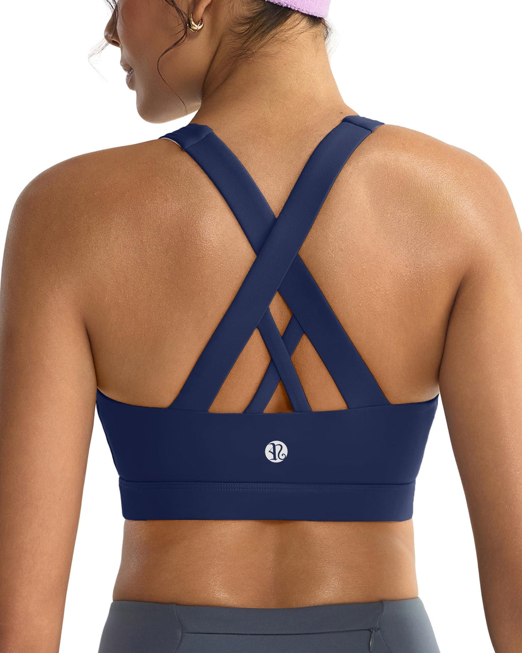 RUNNING GIRL Sports Bras for Women,Padded Strappy Sports Bras Criss-Cross Back Medium Support Sports Bras with Removable Cups