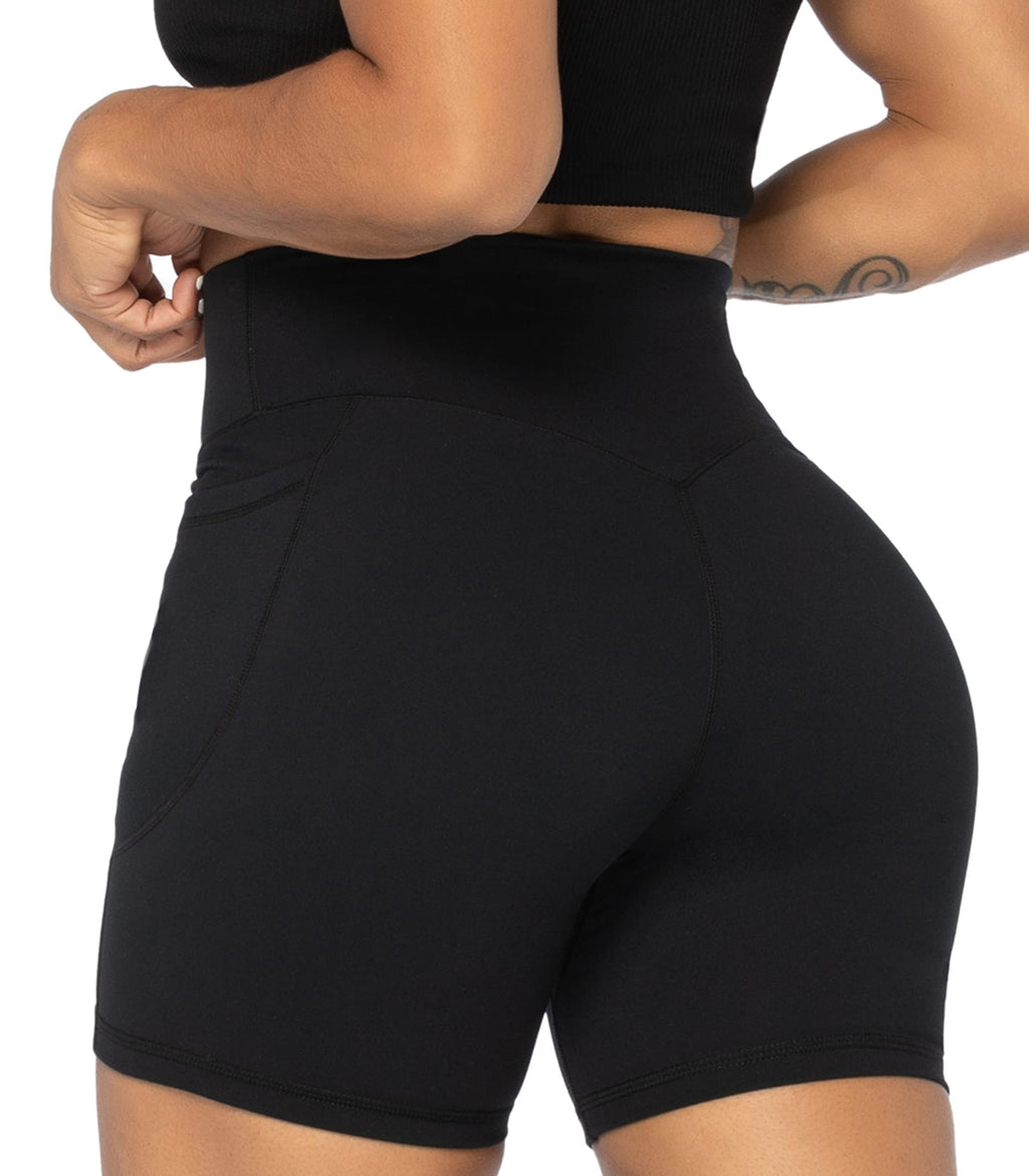 Sunzel No Front Seam Biker Shorts for Women with Pockets, Yoga Workout Gym Bike Shorts with Tummy Control