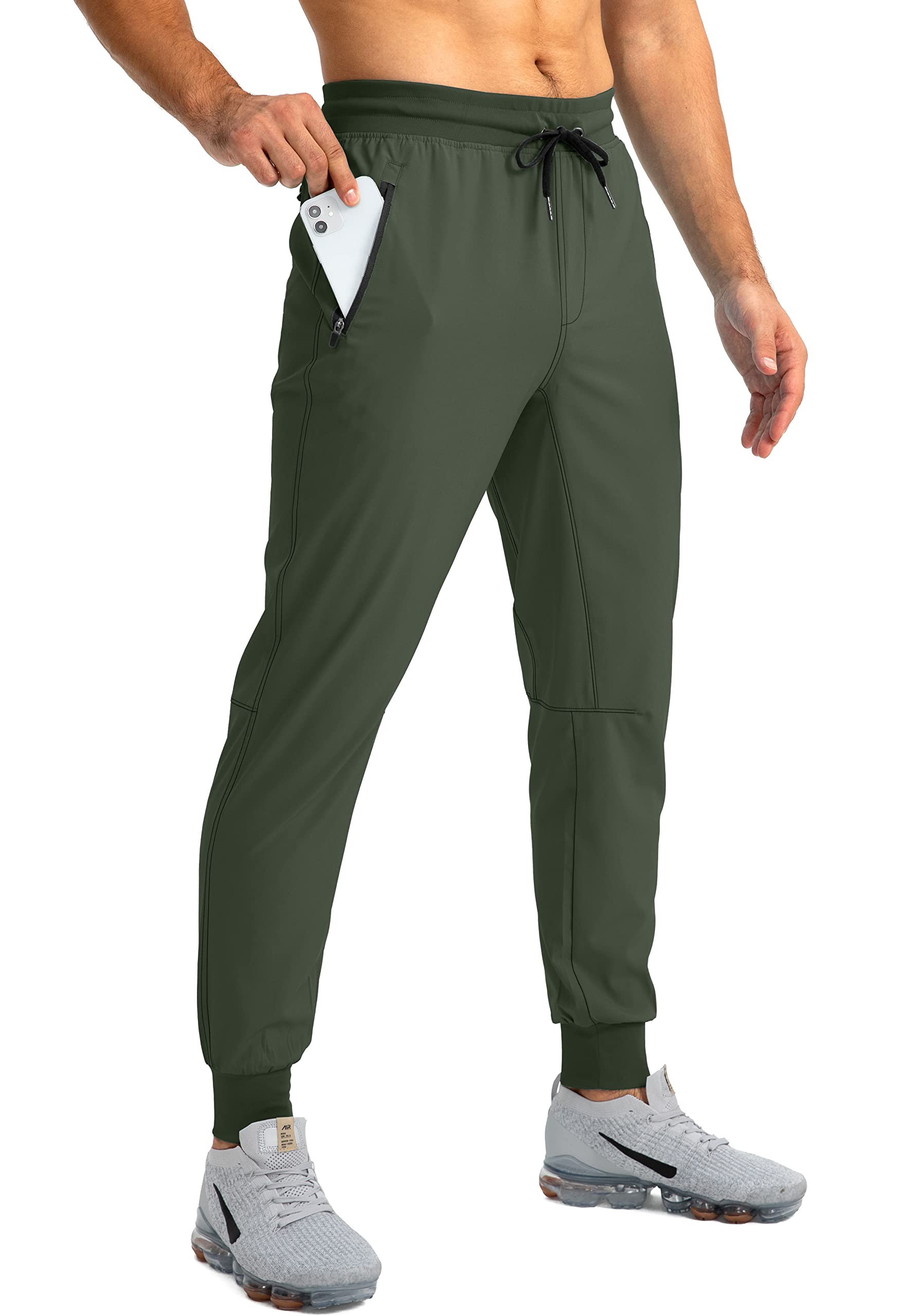 Pudolla Men's Lightweight Jogger Pants Workout Gym Running Pants with Zipper Pockets for Athletic Casual