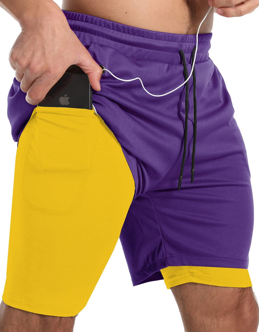 Men's 2-in-1 Running Shorts with Compression Liner for Training