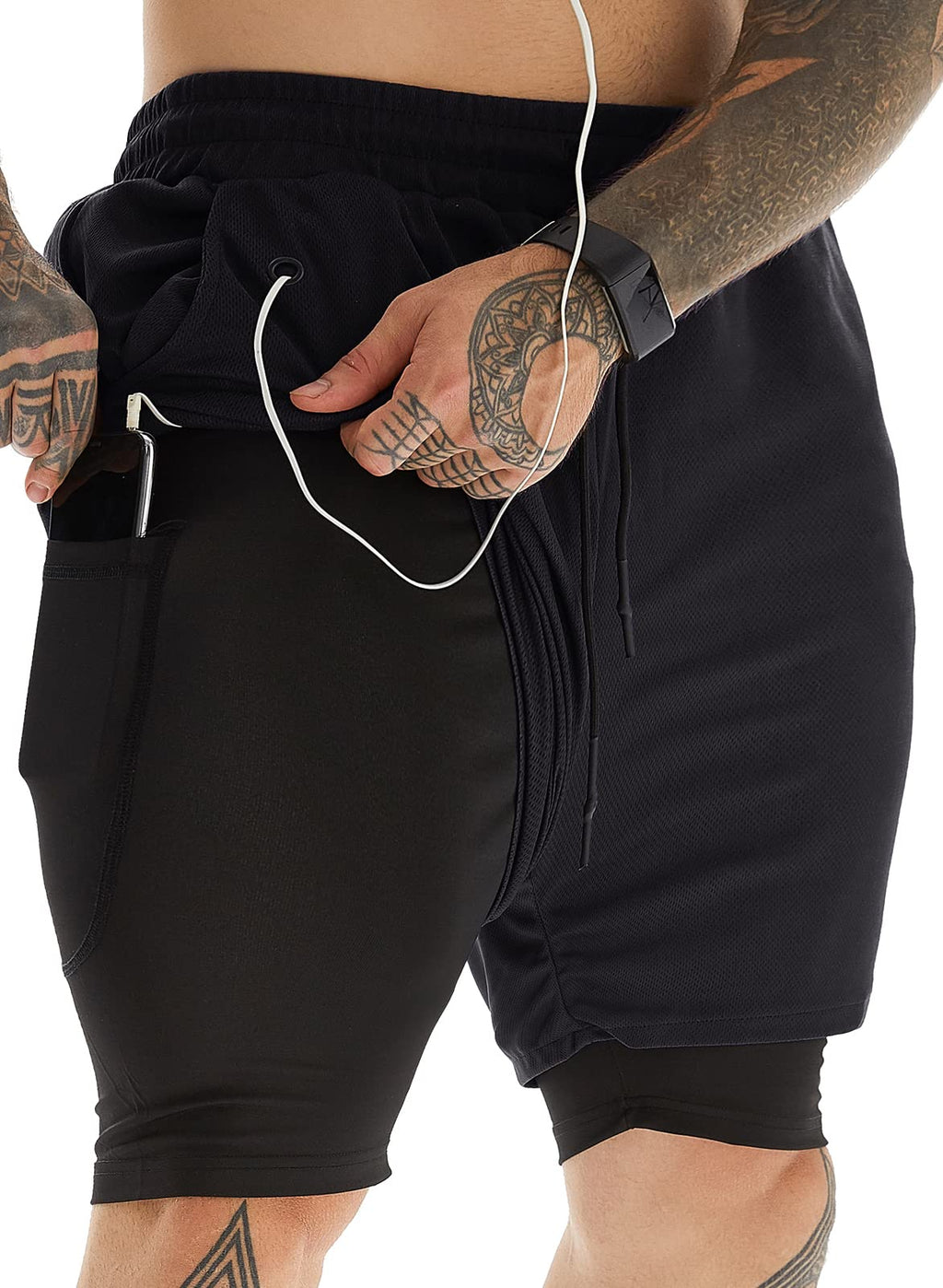 Men's 2-in-1 Running Shorts with Compression Liner for Training