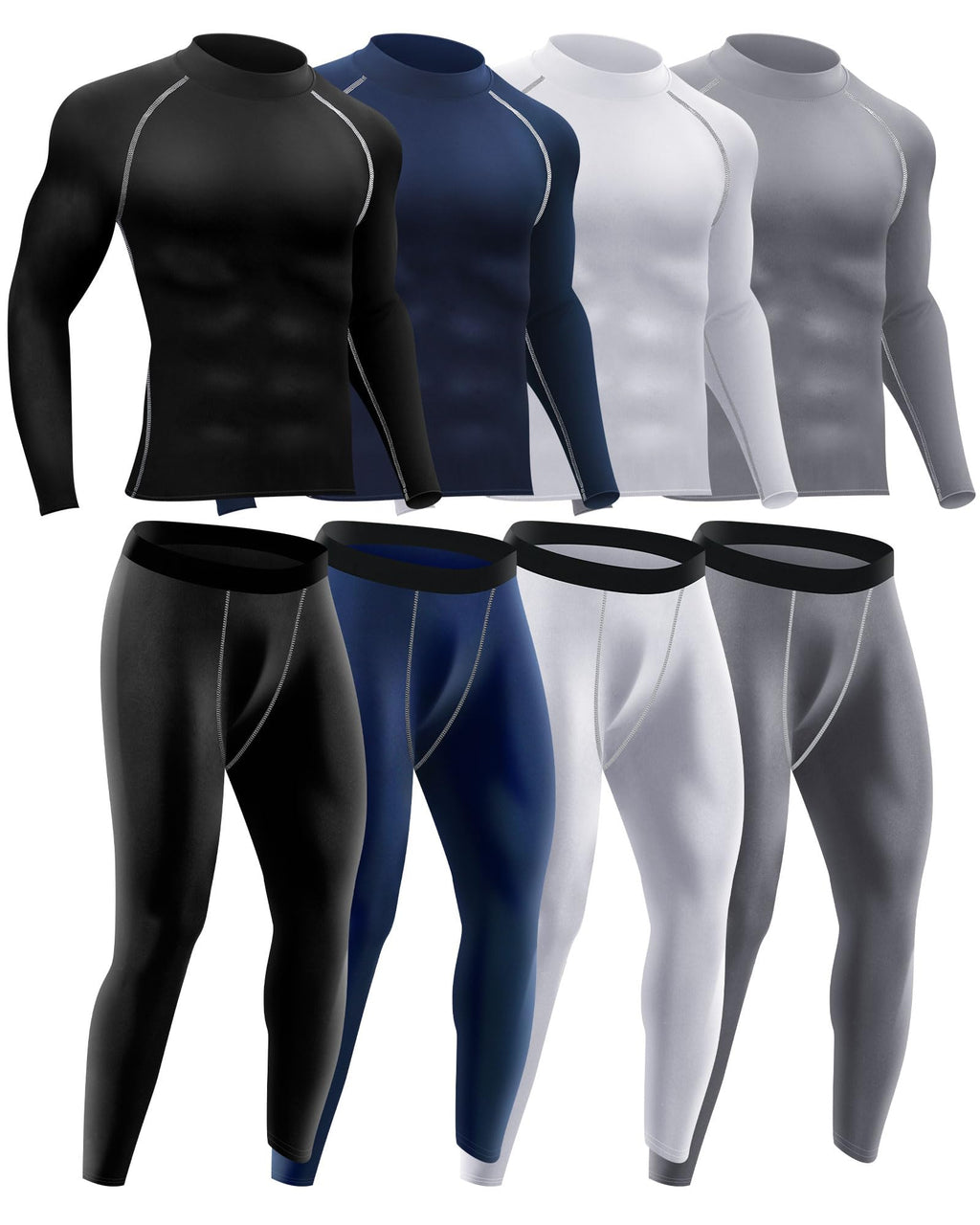 Men's Compression Base Layer Set with Long Sleeve Top & Pants