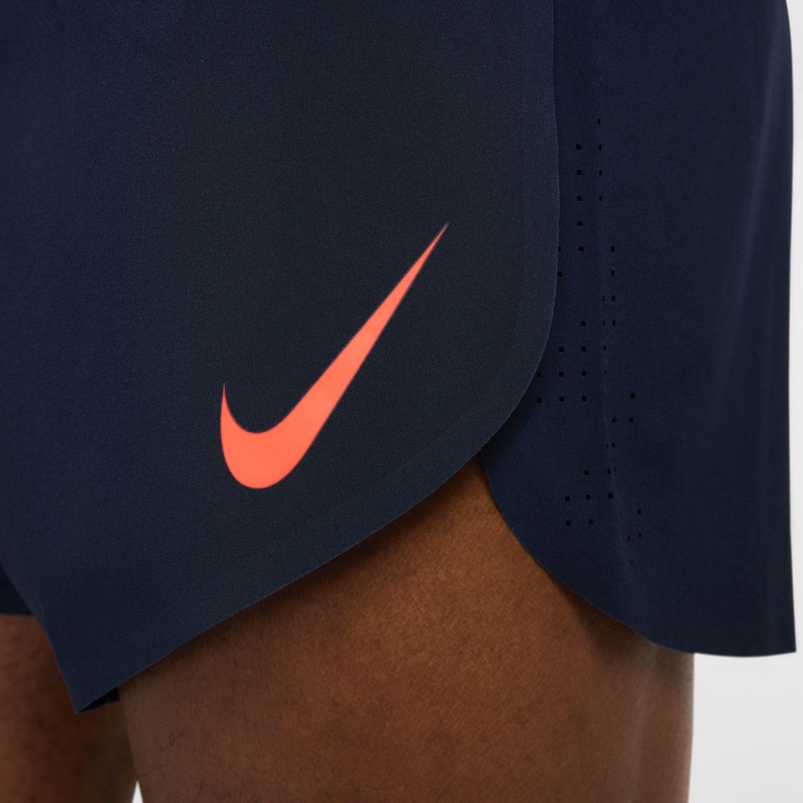 NIKE Aeroswift FN3352-451 Dri-Fit ADV Running Shorts with Lining for Men (4") Obsidian/Bright Crimson, M