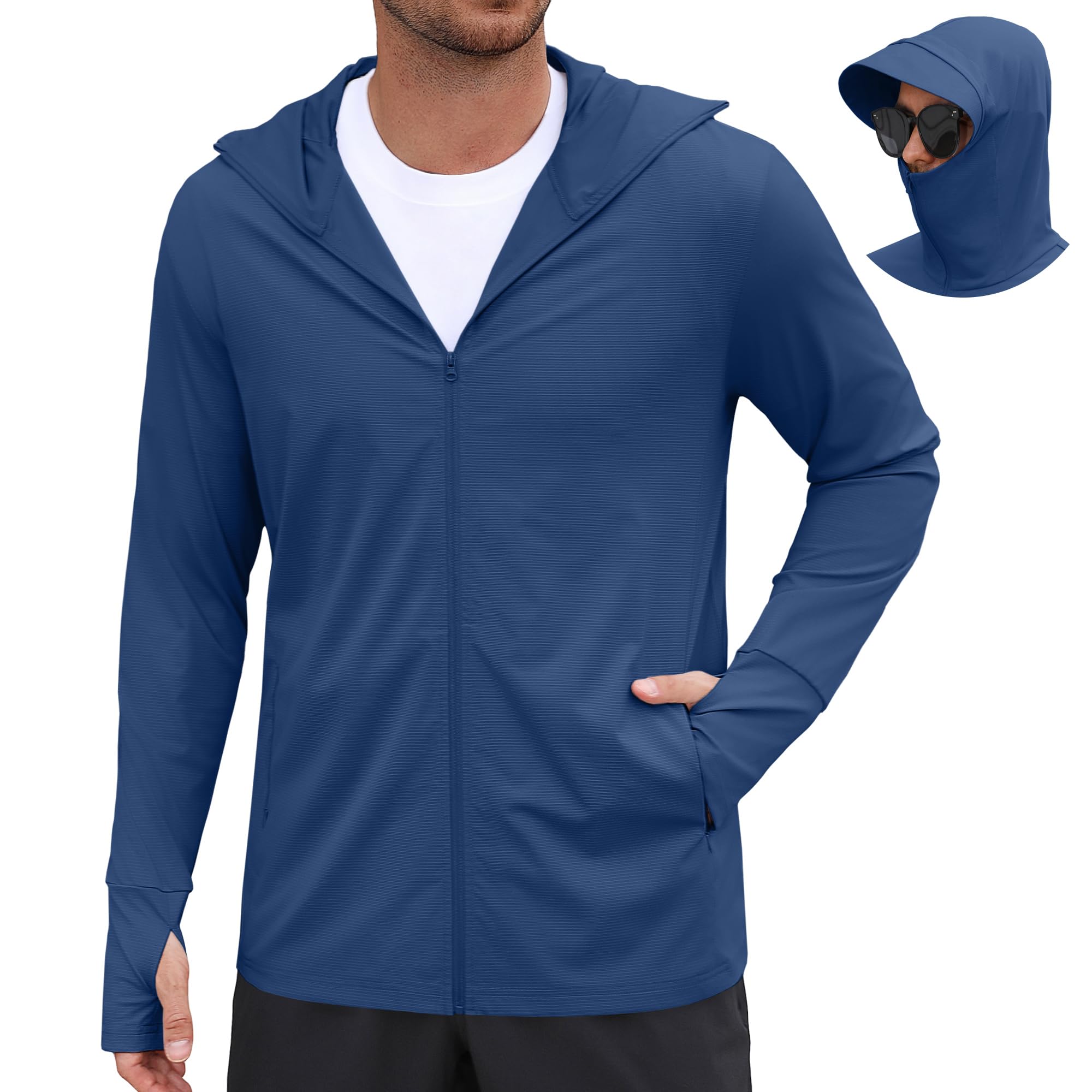 Men's UPF 50+ Lightweight Sun Protection Zip Hoodie Jacket