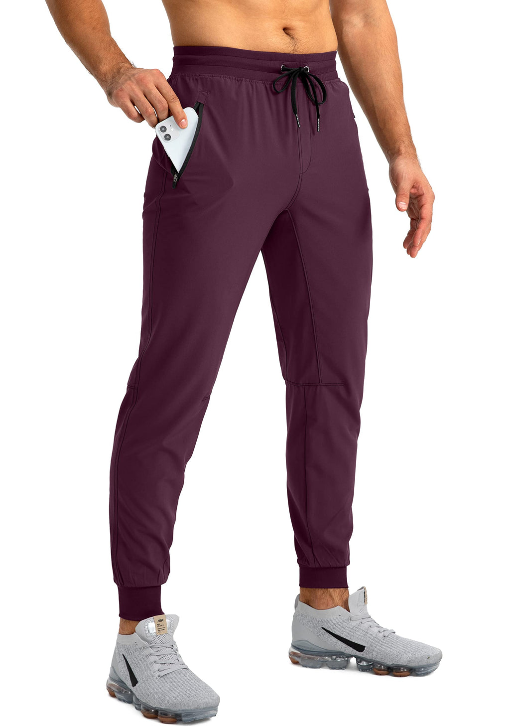 Men's Lightweight Jogger Pants with Zipper Pockets for Training