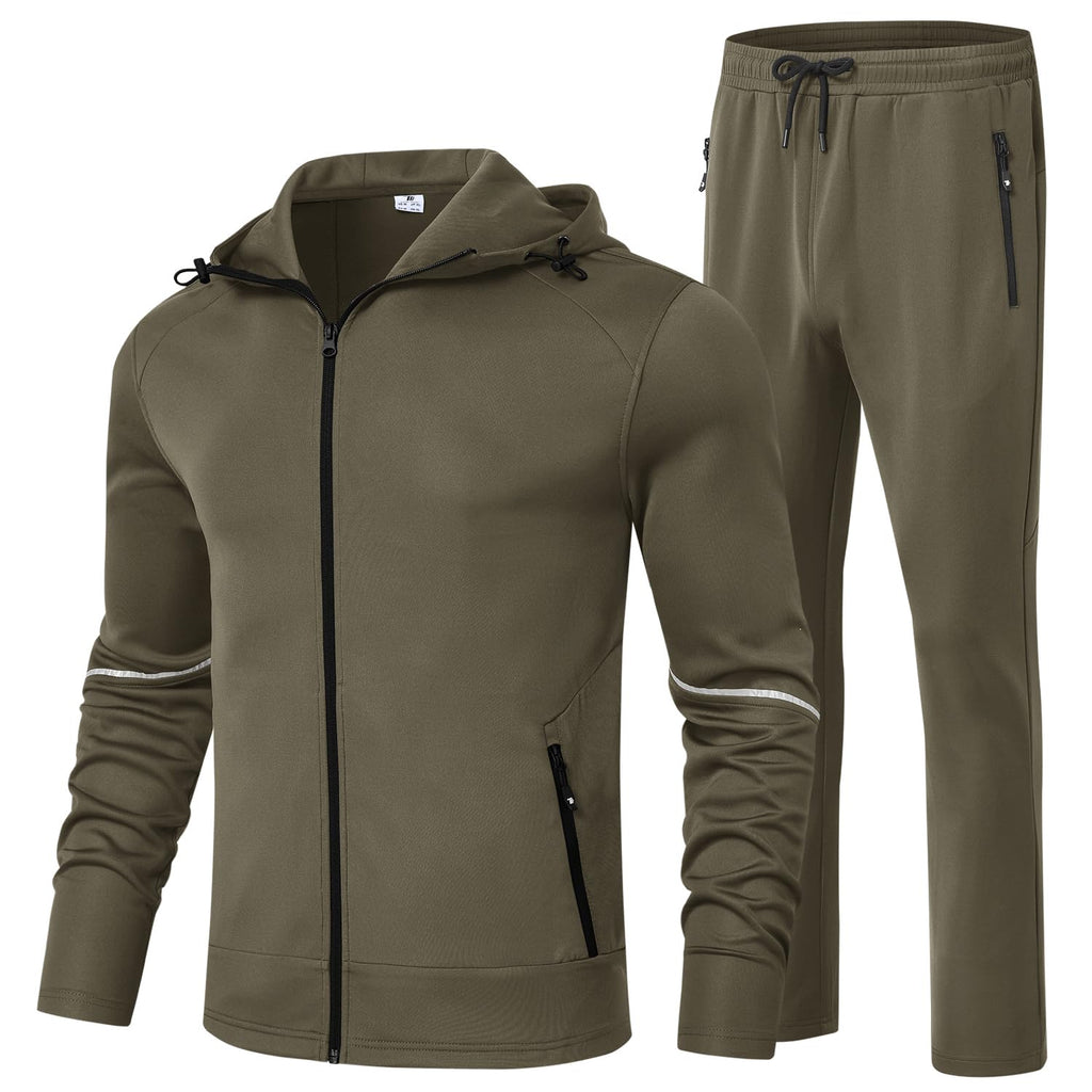BGOWATU Men's Tracksuits Set Full Zip Jacket Hoodie Sweatsuit Running Sport Pants Outfits for Men with Zipper Pockets