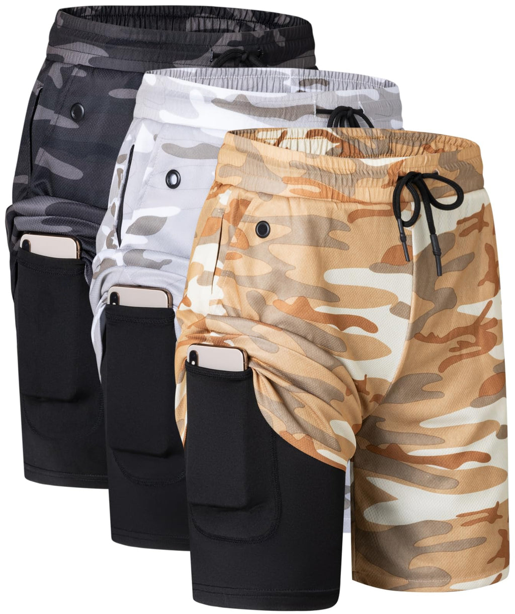 Men's 2-in-1 Running Shorts with Compression Liner for Training