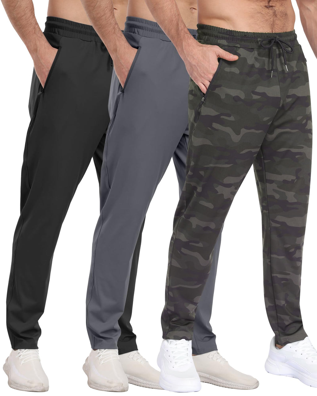 Men's Athletic Jogger Sweatpants with Zipper Pockets for Training