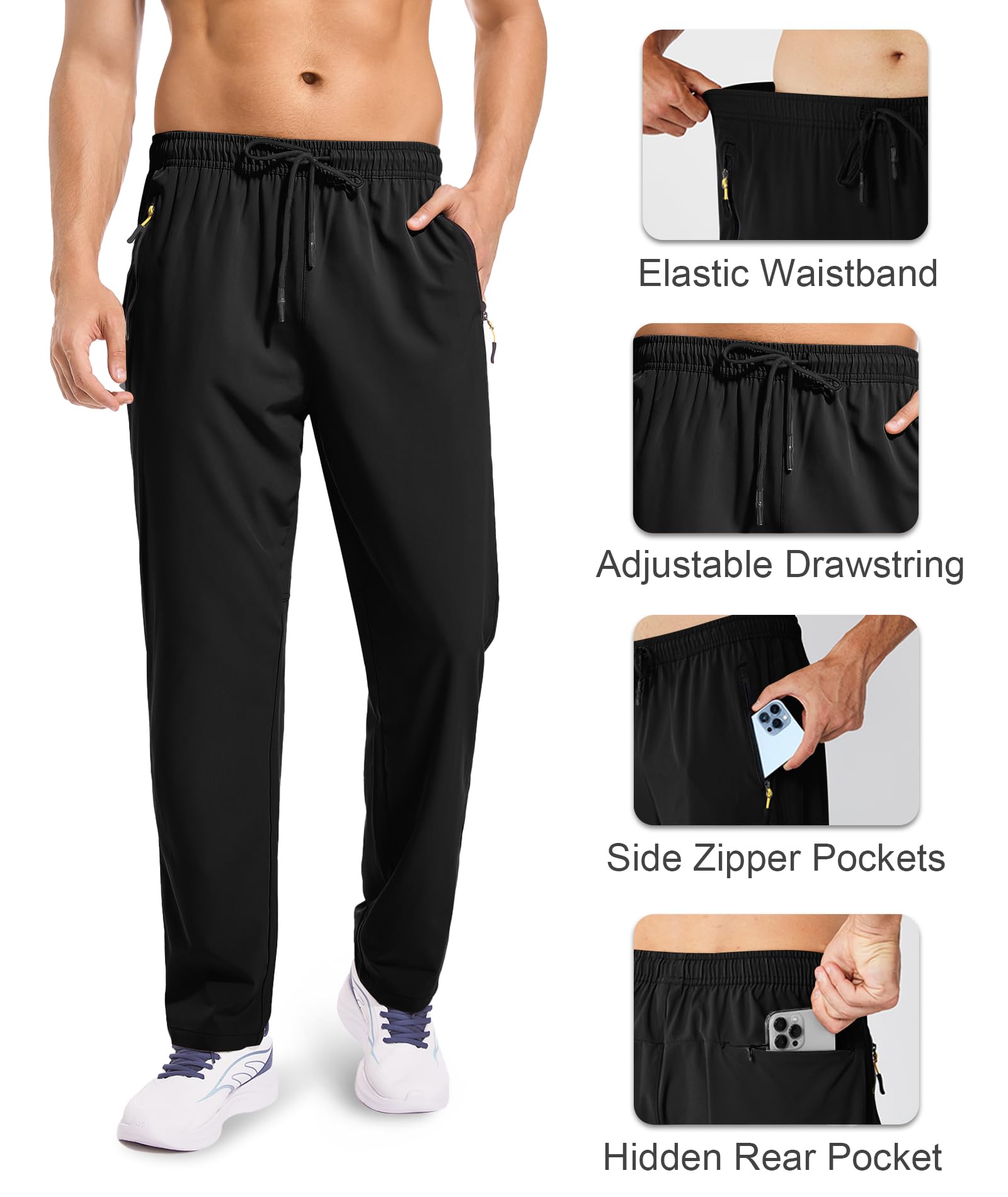 Zoofly Men's Sweatpants Athletic Pants Breathable Quick Dry Water Resistant Jogger Track Pants Workout Hiking Pants