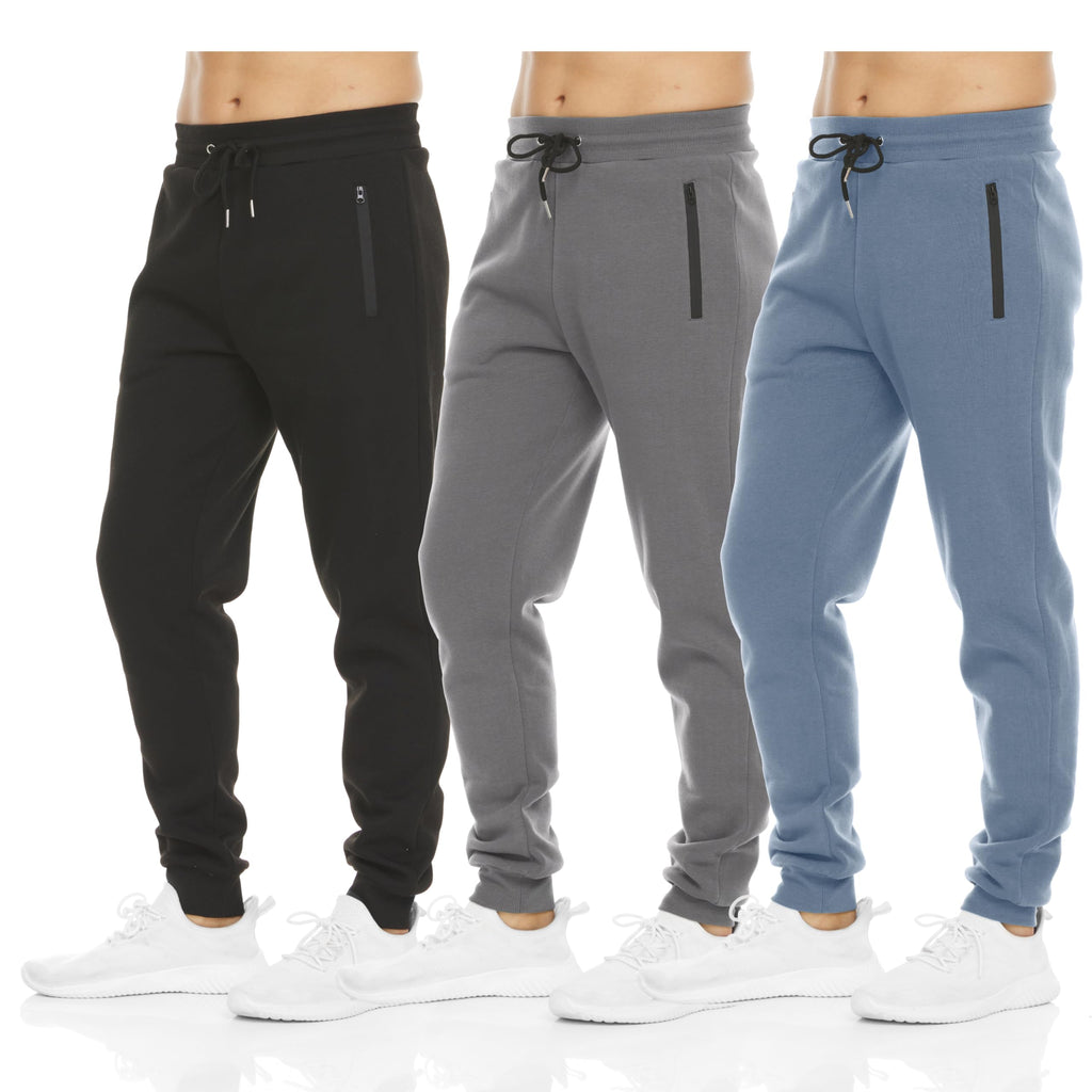 Men's Fleece Jogger Sweatpants with Zipper Pockets for Training