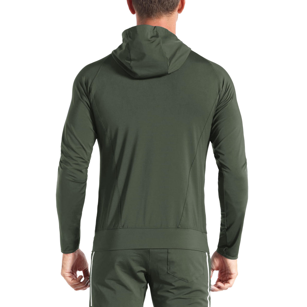 BROKIG Mens WindBreak Lightweight Running Jackets with Zip Pocket, Workout Track Hoodie Athletic Gym Sweatshirts Men
