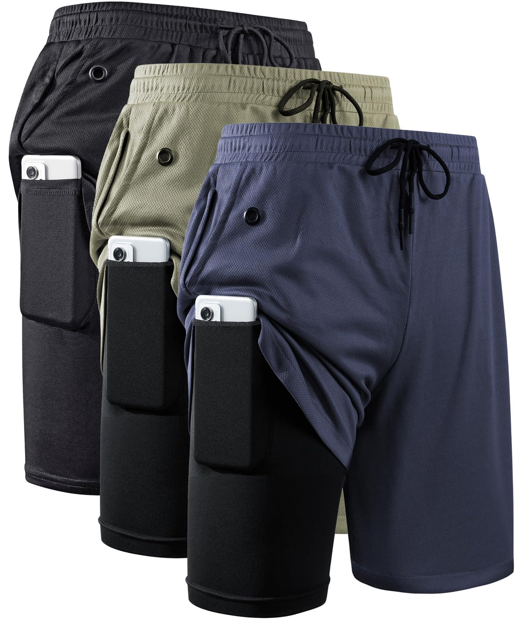 Men's 2-in-1 Running Shorts with Compression Liner for Training