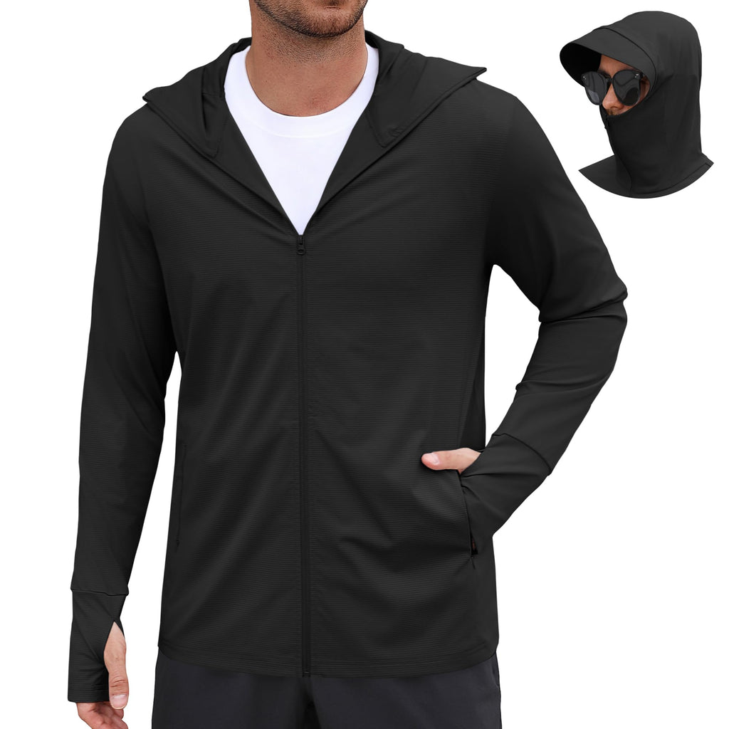 Men's UPF 50+ Lightweight Sun Protection Zip Hoodie Jacket