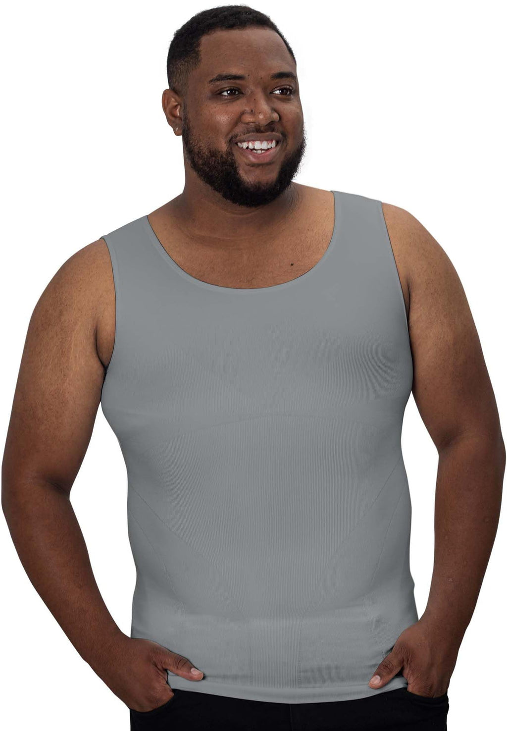 QORE LOGIQ Gynecomastia Compression Shirts for Men - Sleeveless Slimming Undershirts Tummy Control and Body Shaper Tank Top