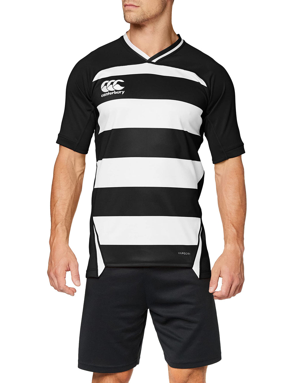Canterbury Mens Hoop Evader Performance T-Shirt Crew Neck Black/White Small