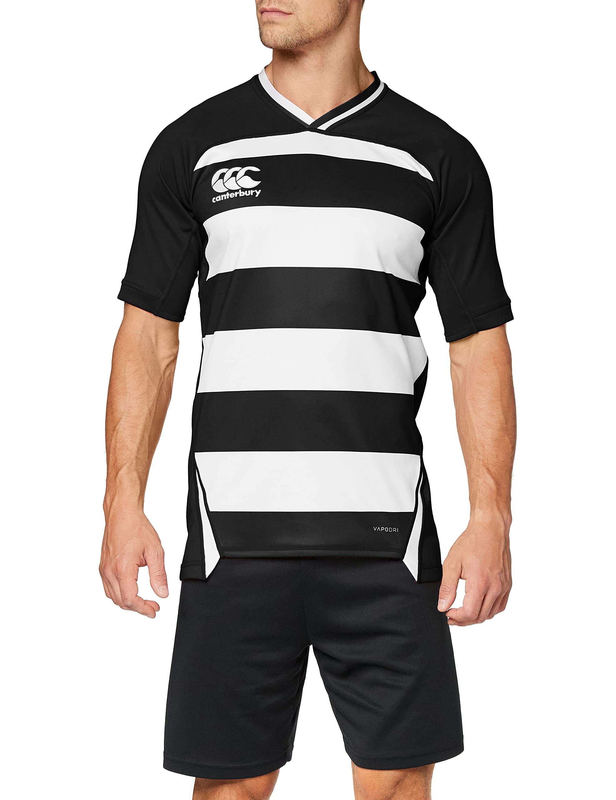 Canterbury Mens Hoop Evader Performance T-Shirt Crew Neck Black/White Small