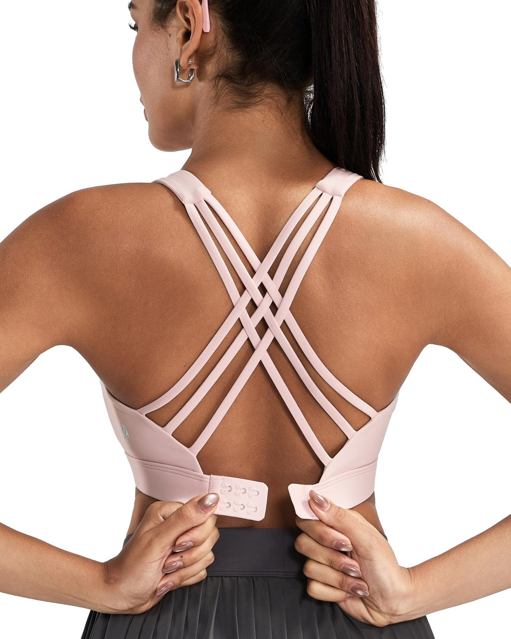 Women's High-Impact Crisscross Sports Bra with Adjustable Hook Closure