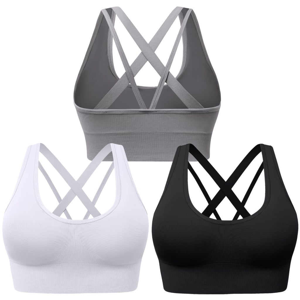 Women's Seamless Crisscross Sports Bra with Medium Support & Padding