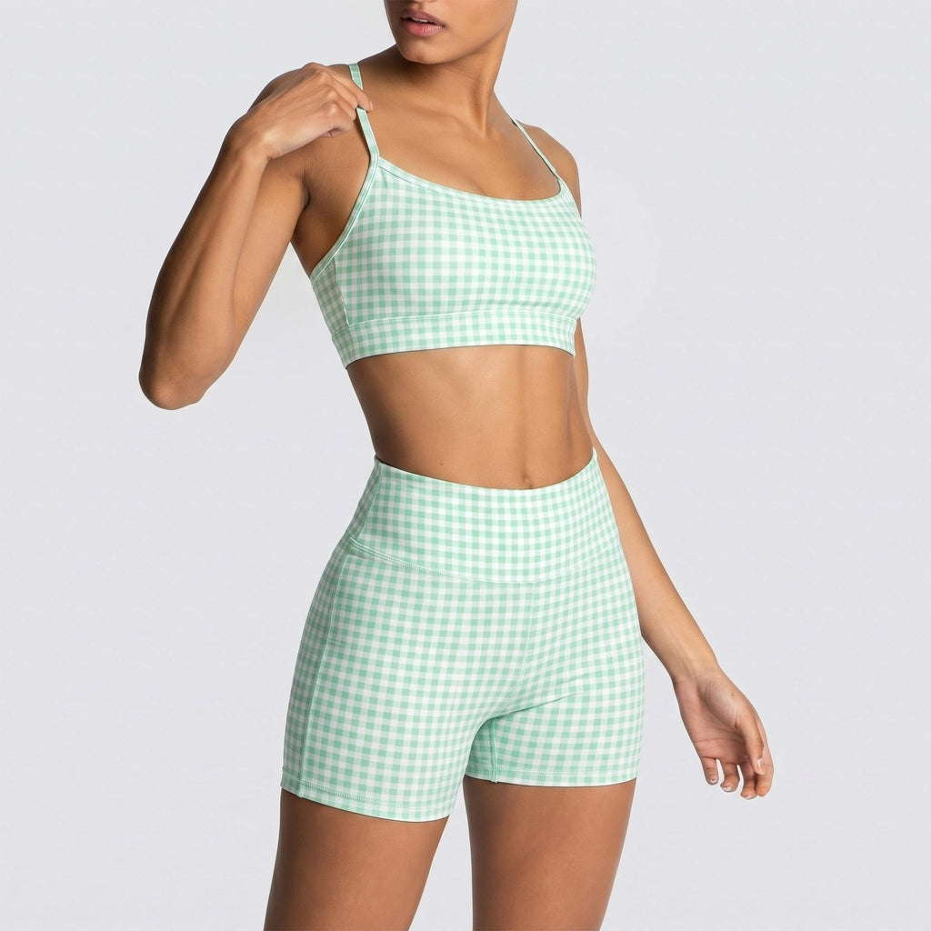 IMEKIS Women's Workout Sets 2 Piece Yoga Outfit High Waisted Biker Shorts Leggings Sports Bra Gym Fitness Clothes Tracksuit