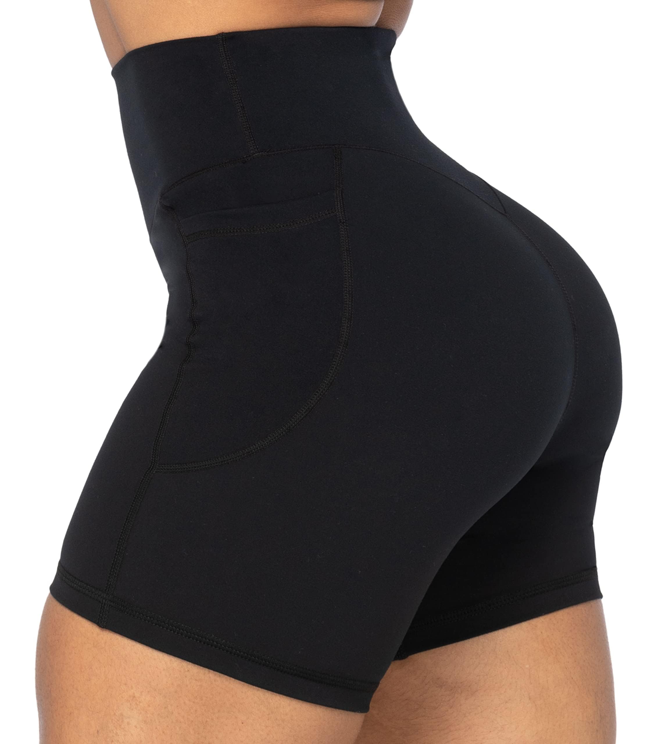 Sunzel No Front Seam Biker Shorts for Women with Pockets, Yoga Workout Gym Bike Shorts with Tummy Control