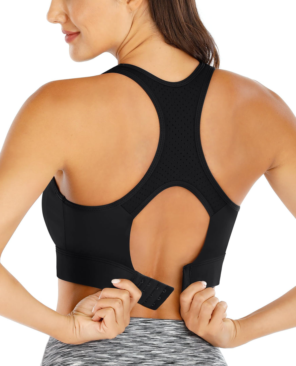 Women's High-Impact Racerback Sports Bra with Full Support for Large Bust