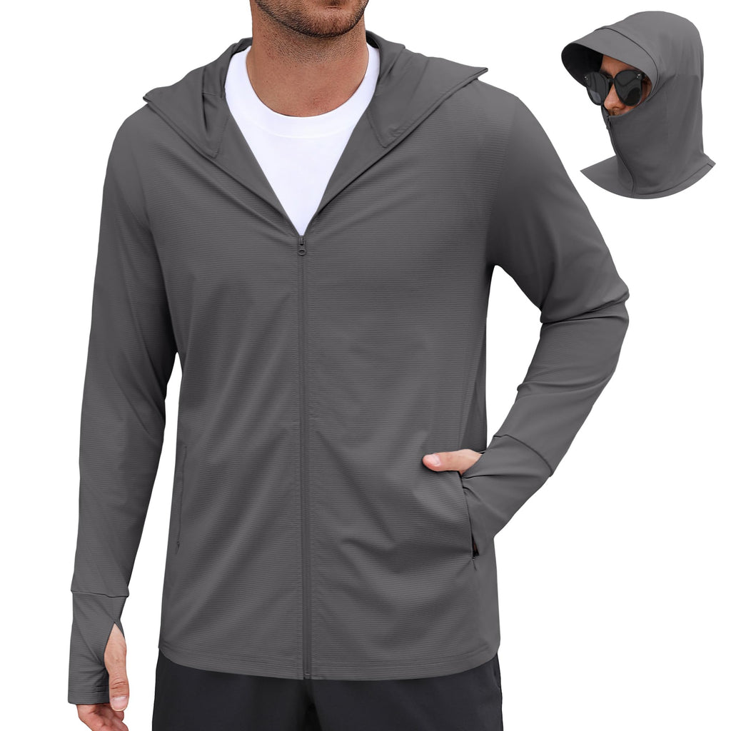 Men's UPF 50+ Lightweight Sun Protection Zip Hoodie Jacket