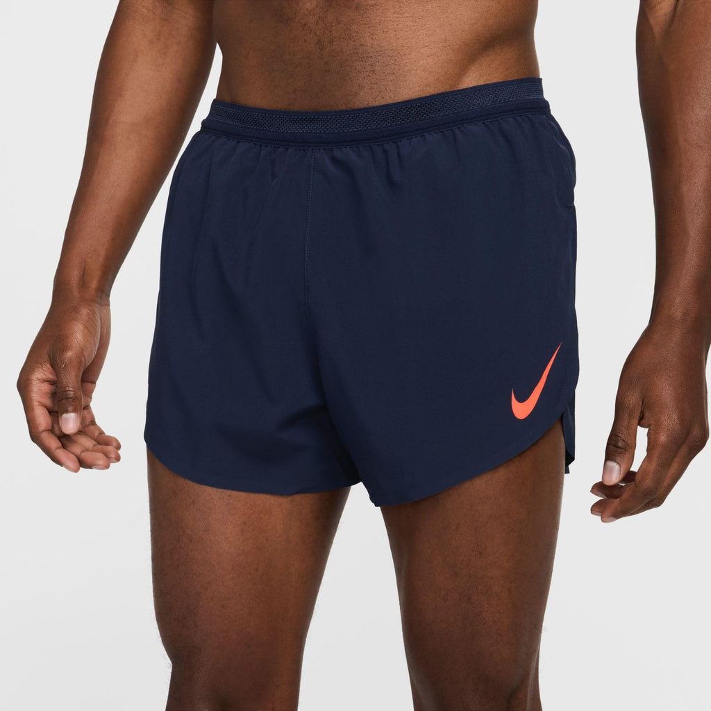 NIKE Aeroswift FN3352-451 Dri-Fit ADV Running Shorts with Lining for Men (4") Obsidian/Bright Crimson, M
