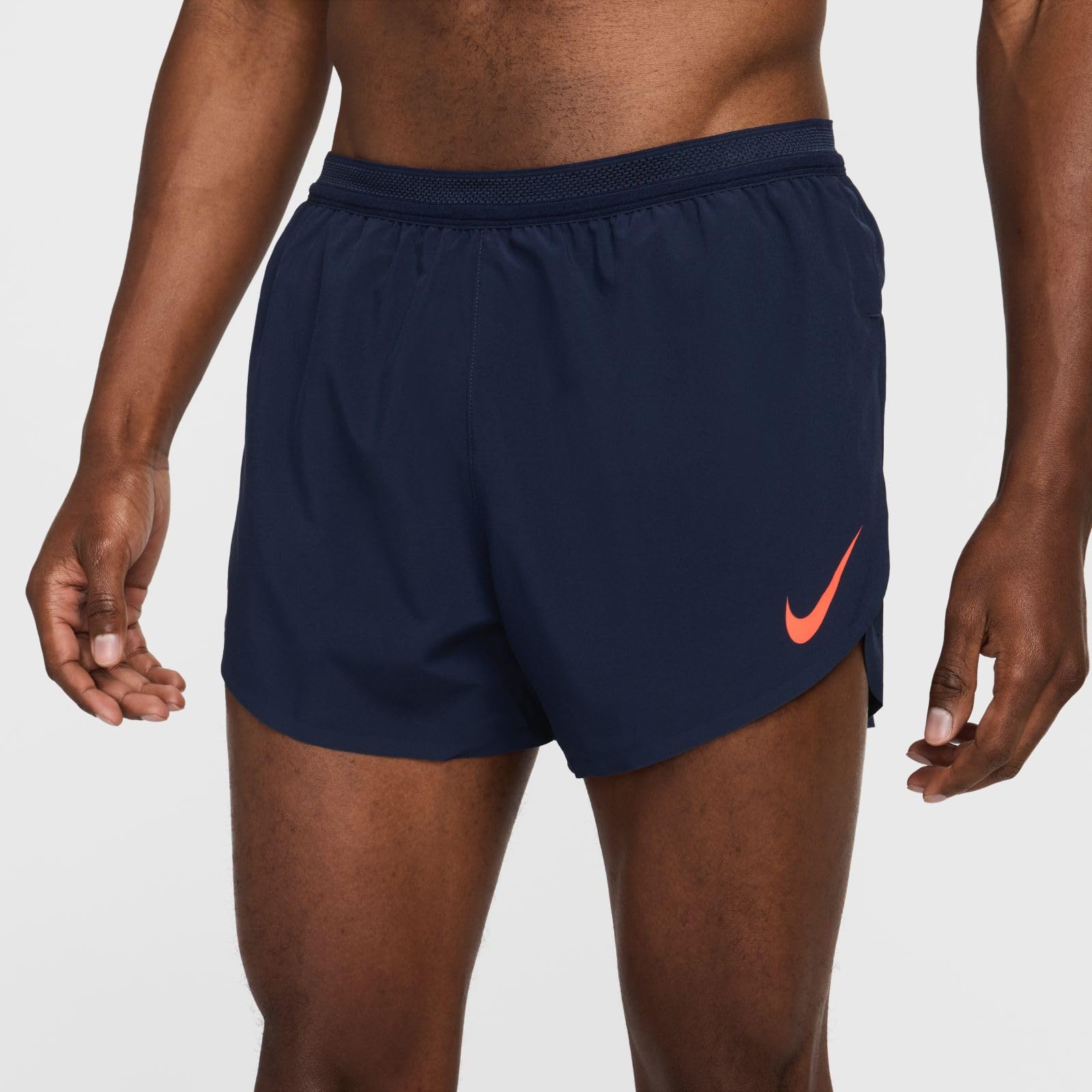 NIKE Aeroswift FN3352-451 Dri-Fit ADV Running Shorts with Lining for Men (4") Obsidian/Bright Crimson, M