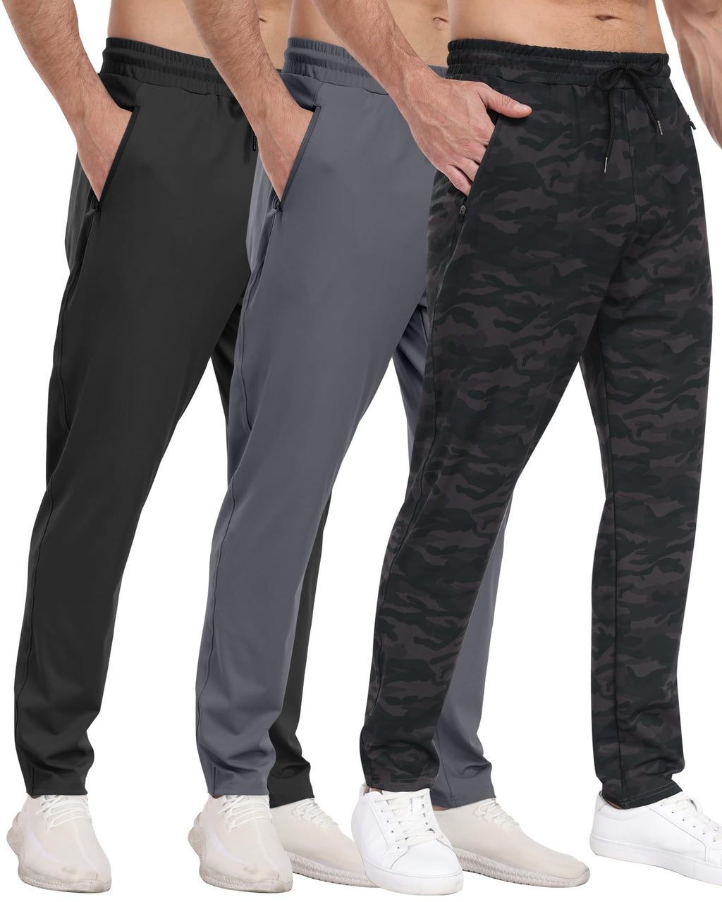 Men's Athletic Jogger Sweatpants with Zipper Pockets for Training