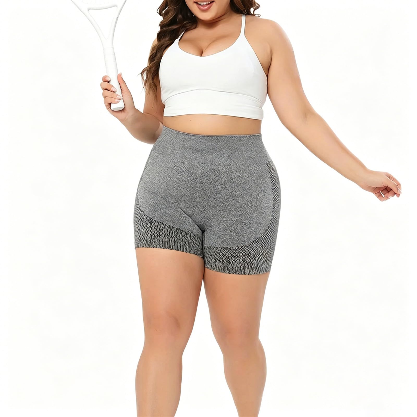 Women Plus Size Elastic Biker Shorts, High Waisted Body Shaping Non Slip Comfort Fitness Sports Daily Casual Wear 4XL
