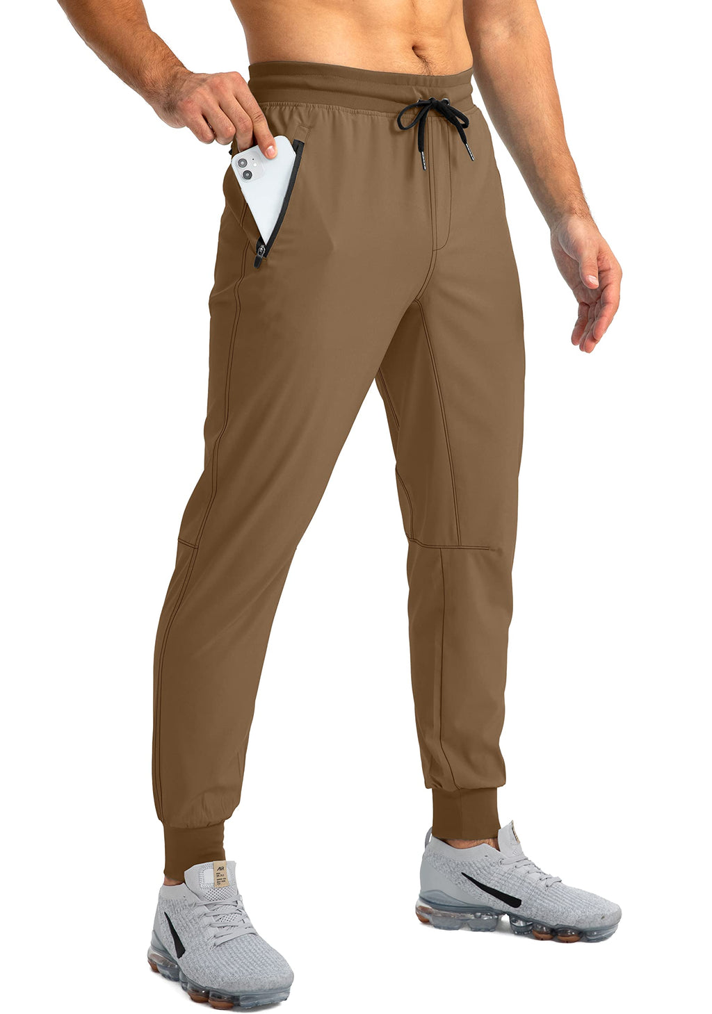 Men's Lightweight Jogger Pants with Zipper Pockets for Training