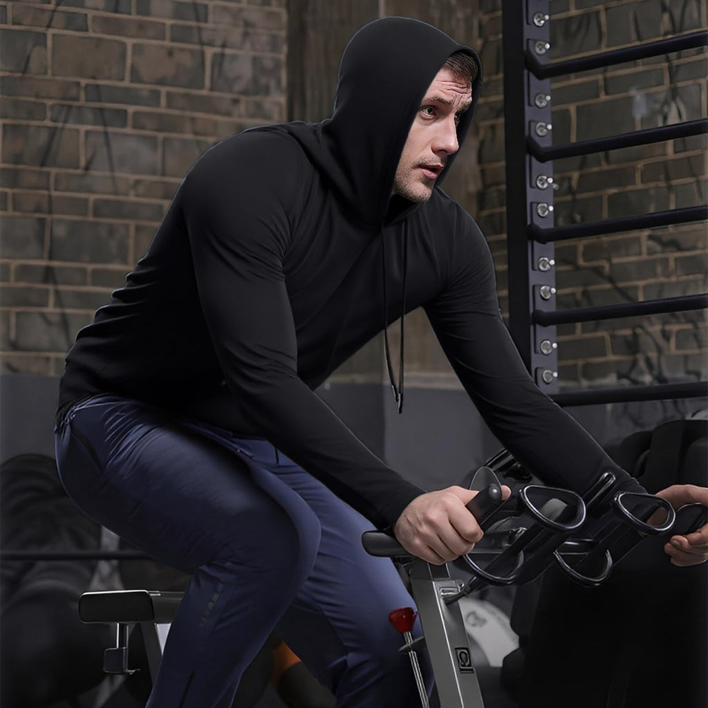 X-thud Mens Quick Dry Hoodies Long Sleeve Workout Athletic Gym Hooded Shirts