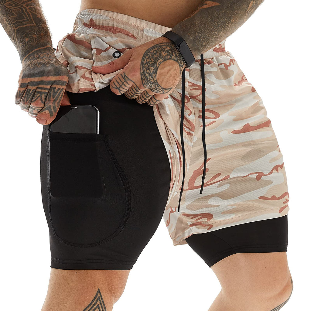 Men's 2-in-1 Running Shorts with Compression Liner for Training