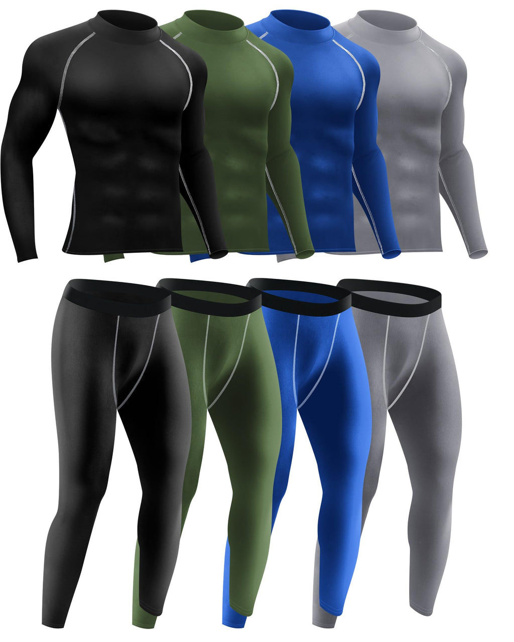 Men's Compression Base Layer Set with Long Sleeve Top & Pants