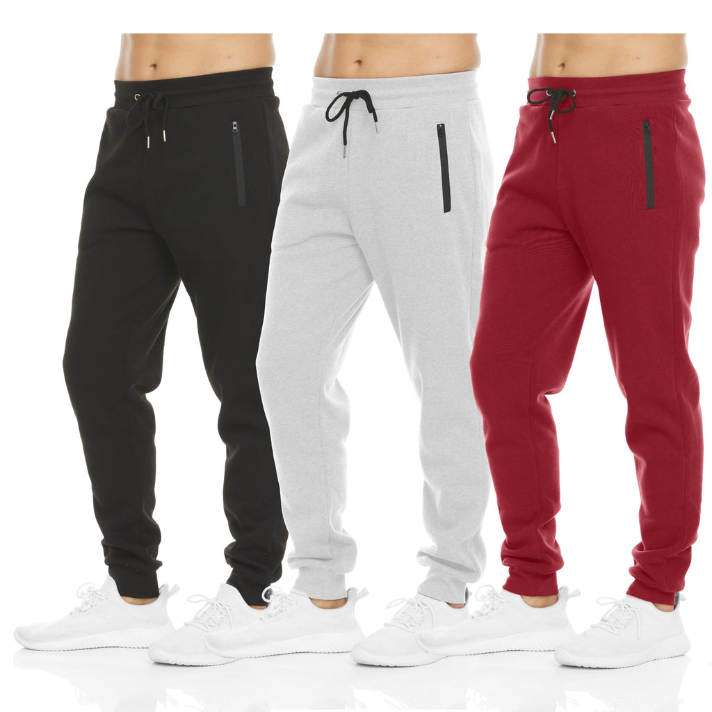 Men's Fleece Jogger Sweatpants with Zipper Pockets for Training