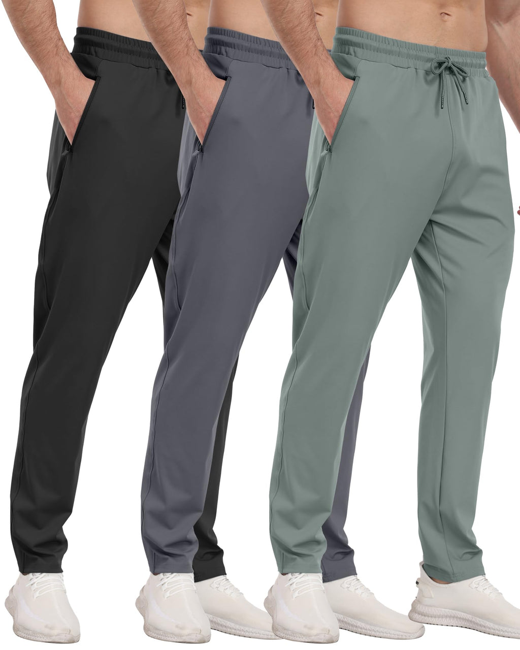 Men's Athletic Jogger Sweatpants with Zipper Pockets for Training